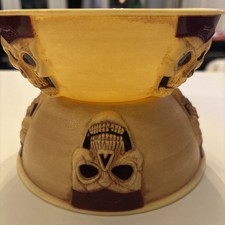 Vintage Halloween Skull Heads x2 dishes/bowls Pre Loved