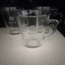3 Nescafe Gold Blend Glasses 260ml Coffee Latte Cups Mugs with Logo