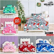 Kids Duvet Cover Set & Pillowcase Teddy Fluffy Fleece Bedding Quilt Single Size
