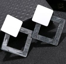 Tortoise Shell Resin Square Drop Earrings,Geometric Stud Earrings for Women...