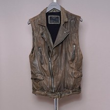 ALL SAINTS Leather Jacket LARGE Mens Biker Sleeveless L Vintage Grail VICIOUS