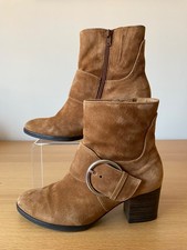 Gabor Lush Comfort G Tan Suede Heeled Ankle Boots EU 39.5 UK 6.5