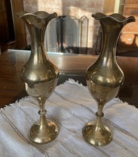 VTG Brass Etched Bud Vases