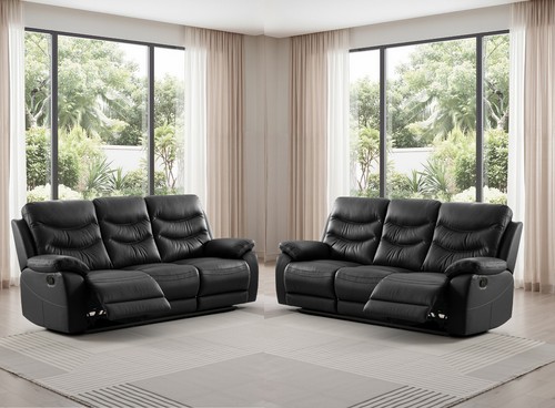 Black italian leather seater - black,