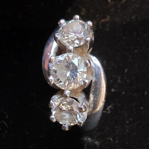 18ct white gold three stone - white, three-stone