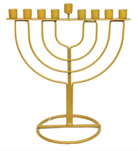Gold metal hanukkah menorah - gold,