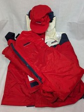 Vintage MUSTO Performance Sailing Jacket & Salopettes Set And Hat.  Size M - Red