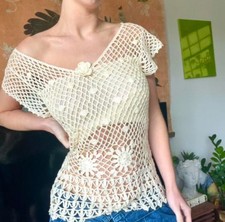 Vintage Y2K Cream Boho Crochet