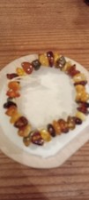 Multi Coloured Amber Gemstone Bead Bracelet Elasticated