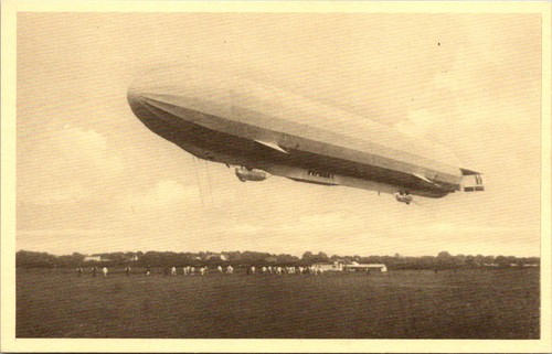 Airship above field - field, with
