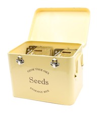Seed Packet Storage Organiser, Seed Tin, 3 Compartments, Vintage Cream