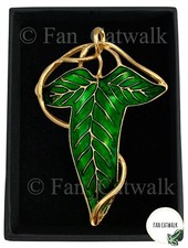 Gold Veins Elven Leaf Brooch Pin Badge LOTR Lord of the Rings Hobbit  + GIFT BOX
