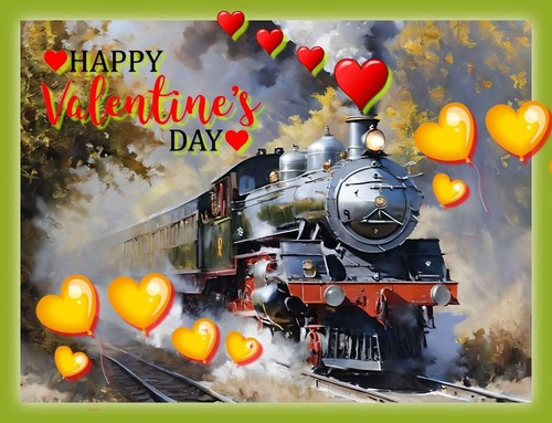 Train valentine day card - train,