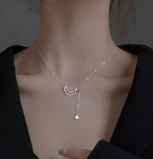 Crescent Moon Stars Necklace