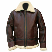 Men's Real Sheepskin Leather B3 RAF Aviator Brown Bomber WW2 Flying Pilot Jacket