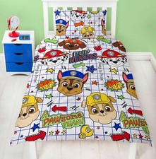 Paw Patrol Blueprint Single Duvet Cover Reversible Two Sided Official Bedding 