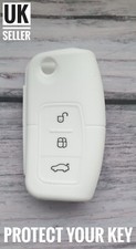 WHITE Car Key Silicone Fob Cover FOR FORD FIESTA KUGA ZETEC MK2 BMAX CMAX