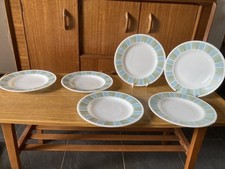 Set of 6 Vintage JAJ English Pyrex "Matchmaker" 1970's Retro Dinner Plates. 25cm