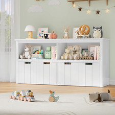 Toy Storage Unit 4 Drawer Rolling Kids Room Cabinet Freestanding White Organiser