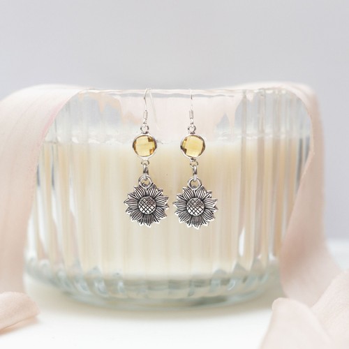 Sunflower earrings birthstone