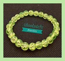 Neon Fluorescent Green 8mm Stretch Bracelet  RAVE FESTIVAL CRACKLED GLASS