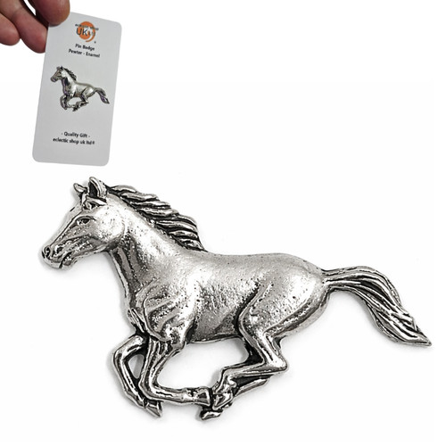 Running horse pewter pin - pewter,