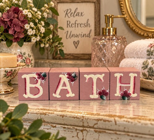 Cottagecore bath wooden blocks - bath,