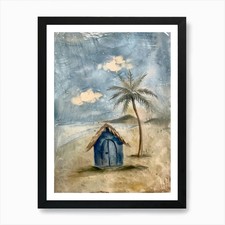 Beach Hut 2 Art Print Framed