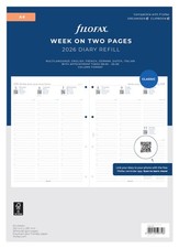 Filofax 2026 System Planner Refill, A4 Weekly, White, January Start, 2026, 26-68