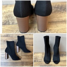 Primark | Black | Sock boots | Peep toe | Ankle boots | Size 38