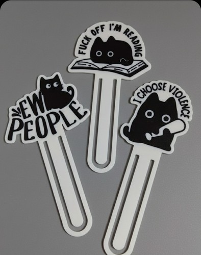 Printed funny cat bookmarks - printed,