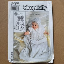 80s Jessica McClintock Christening Gown Sewing Pattern Simplicity 9386 Size Newb