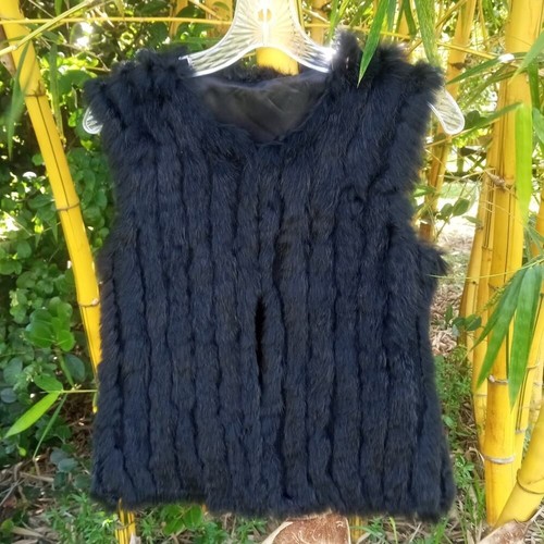 Real fur vest sleeveless - vest,