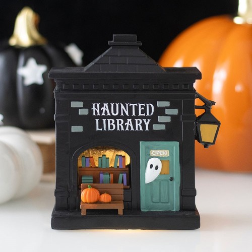 Spooky street haunted library - street,