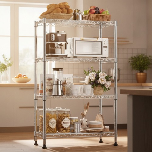 Steel storage shelving - steel, 4-tier
