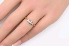 Antique Art Deco 9ct Gold, Palladium & Diamond Three Stone Ring, Size N Box