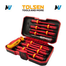 Tolsen VDE Screwdriver Set 13-Piece Slotted/PH1/PH2/PZ/Torx DIY Hand Tool Kit