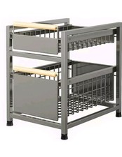 2 Tier under Sink Organizers Storage Pull Out Cabinet Organizer Sliding Cabinet