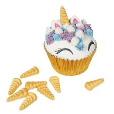 Gold Unicorn Horn Sugar Decoration - 30mm -  x 12 Edible Cake Decorations