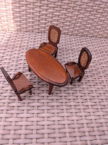 Dolls house table and wicker - dolls,