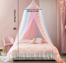 Rainbow Princess Bed Canopy Mosquito Net Dome for Kids Girls Birthday Gift Decor
