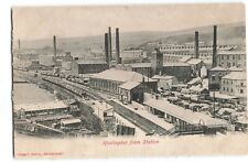 Haslingden from train railway station Factory Mill chimneys UNP Postcard
