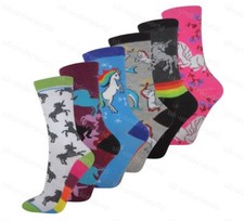 Girls Childrens Novelty Ankle Socks Kids Unicorn Character Funky Designs 6 Pairs