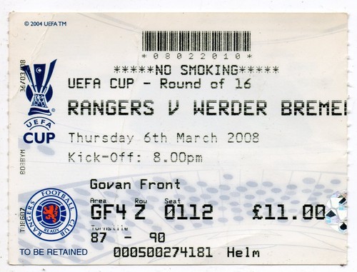 Ticket glasgow rangers - ticket, ec