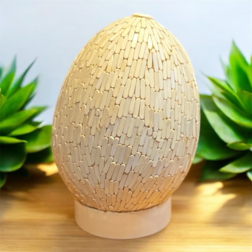 Vtg cow bone mosaic egg - bone,