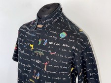 Vintage Moschino PLAYGROUND SCRIBBLE Print Black Short Sleeve Shirt Size Medium