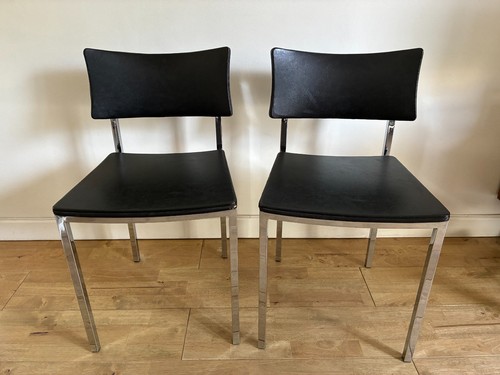 Pair vintage chrome chairs - chrome,