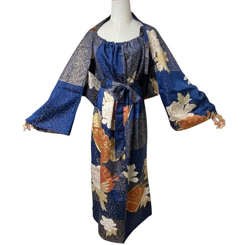 Upcycled silk kimono dress - dress, &