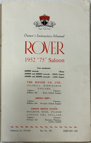 Owners manual for 1952 - owners,