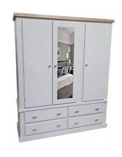 HANDMADE CAMBRIDGE TRIPLE MIRRORED SHELVED WARDROBE IN WHITE (NOT FLATPACKED)
